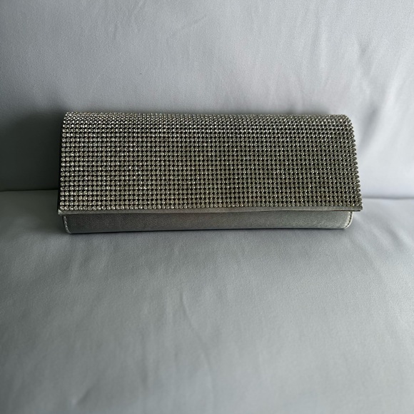 NWT J Francis - Silver Rhinestone Evening Clutch - Picture 1 of 11